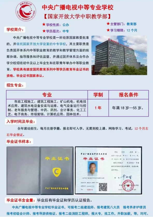 2024年福建省中央廣播電視中等專業學校(電大中專)招生簡章