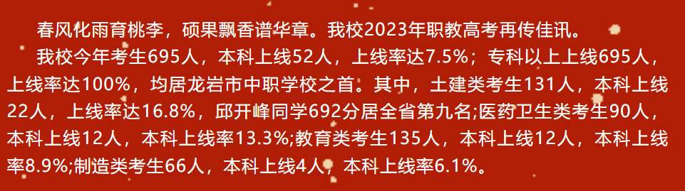 福建中職升學資訊：福建九地市中職升學率排名第一的學校來了!